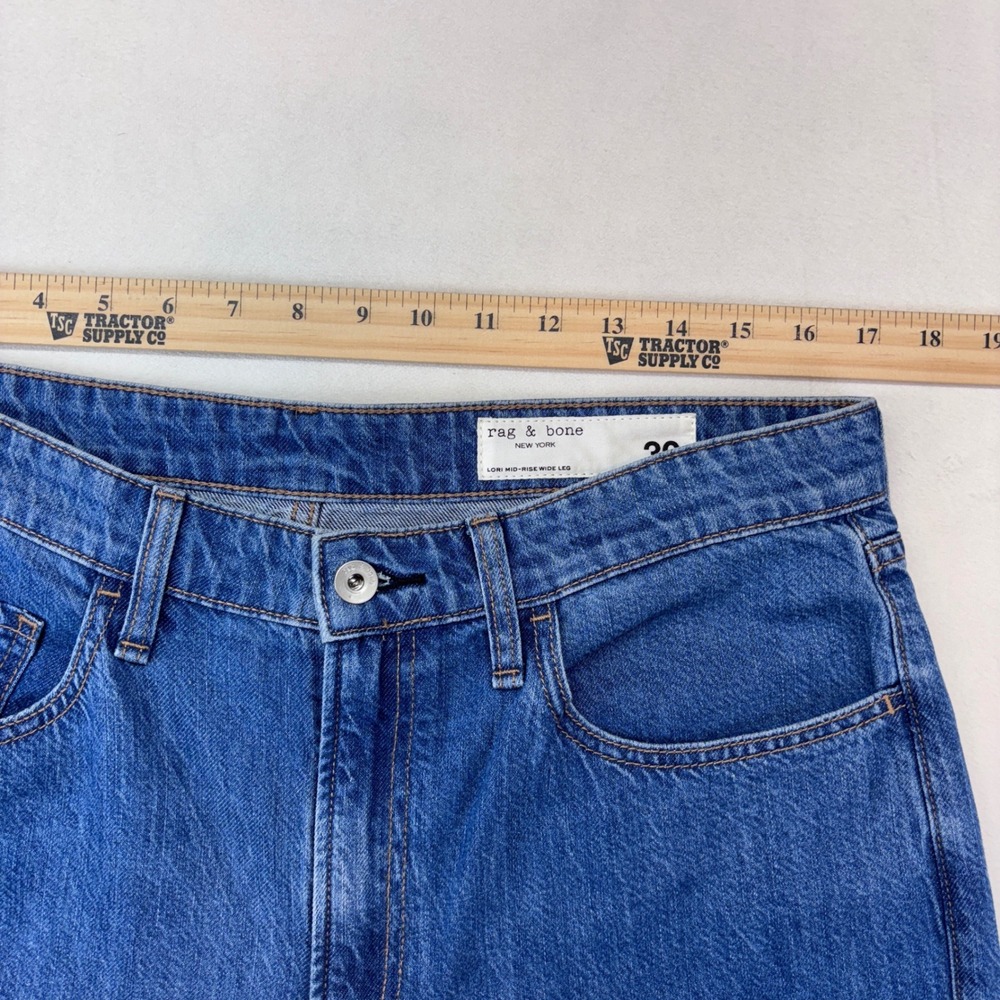 Rag & Bone Lori Mid Rise Wide Leg Jeans Medium Wash Size 30 WDD24F2935OPME New - Picture 6 of 14